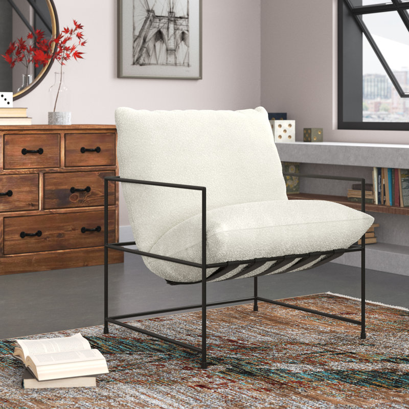 Fauteuil de 28,5 po de largeur Danita, Ascot en bouclé performance blanc