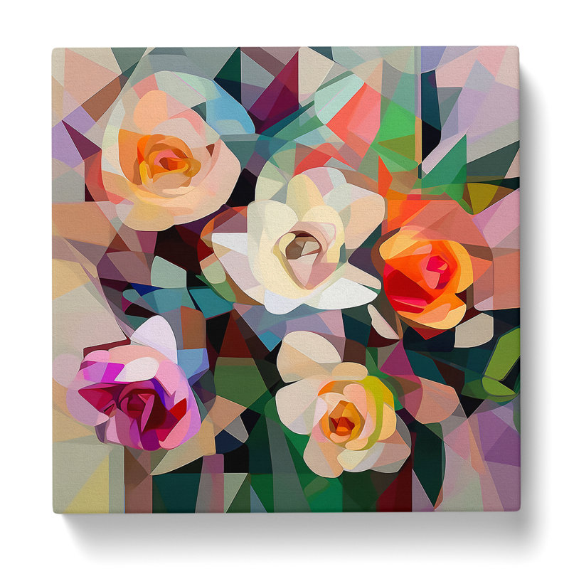 Floral Cubism No.2 - Wrapped Canvas, 50cm H x 50cm W x 3cm D