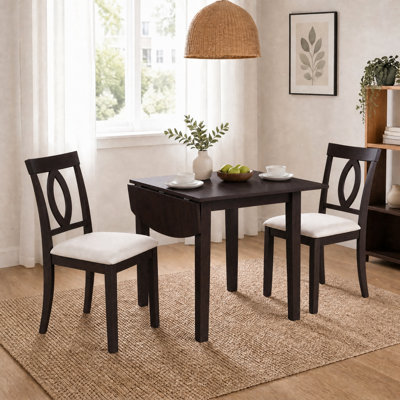 Ensemble de salle à manger Nestle 3 pièces avec table et chaises extensibles à abattants, idéal pour les petits espaces.