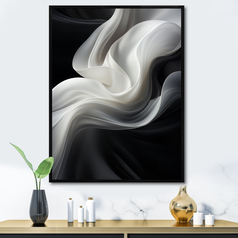 «White Black Abstract Turbulence - Wind Turbines», art sur toile, H 32 po x l 24 po x P 1 po, Cadre flottant noir