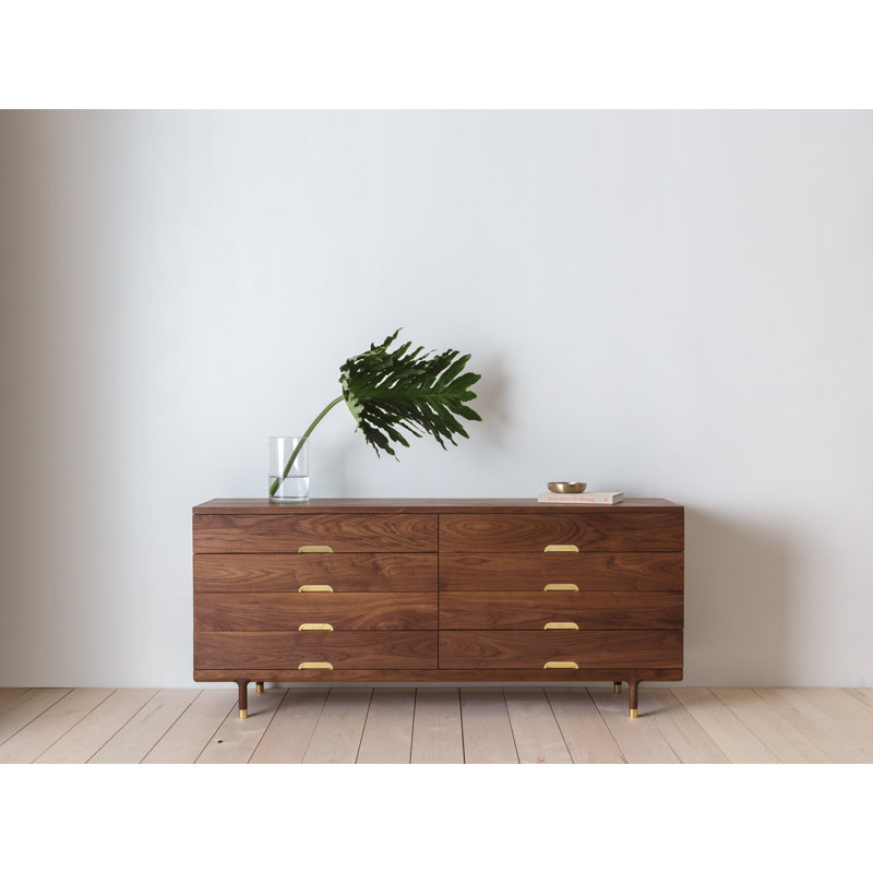 Simple 8 - Drawer Solid Wood Dresser, Walnut