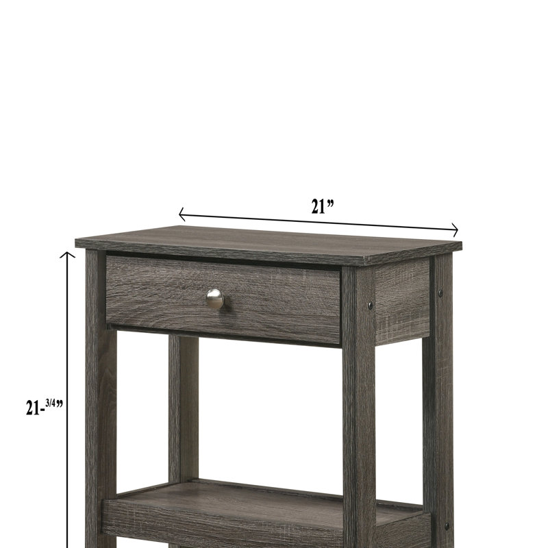 Rustic Grey Single Drawer & Bottom Shelf Nightstand for Bedroom Functional Style