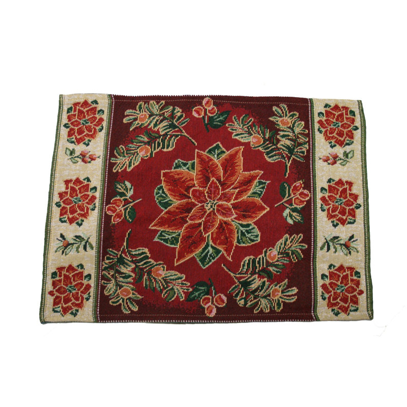 Seasonal Poinsettia Polyester Floral Rectangle Placemat