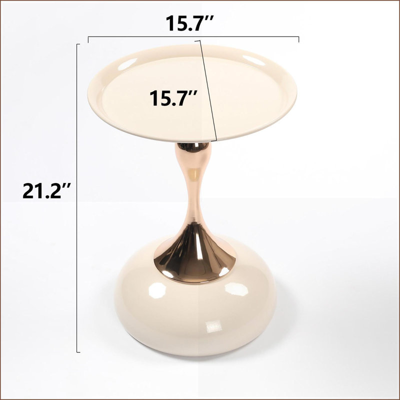 Table basse en métal Mermaid Tail pour petits espaces, style minimaliste moderne et assemblage facile, Beige