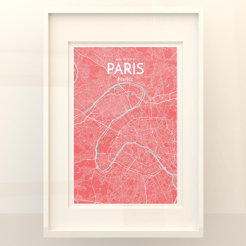 Paris City Map In Maritime - No Frame Print, 27.6cm H x 19.7cm W x 0.05cm D