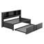 Lit de jour simple avec lit gigogne simple, lit de jour en métal avec tablettes de rangement et ports USB-1714937168