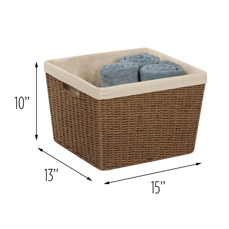 Highland Dunes Wicker Basket, Brown, Large (10" H x 15" W x 13" D)