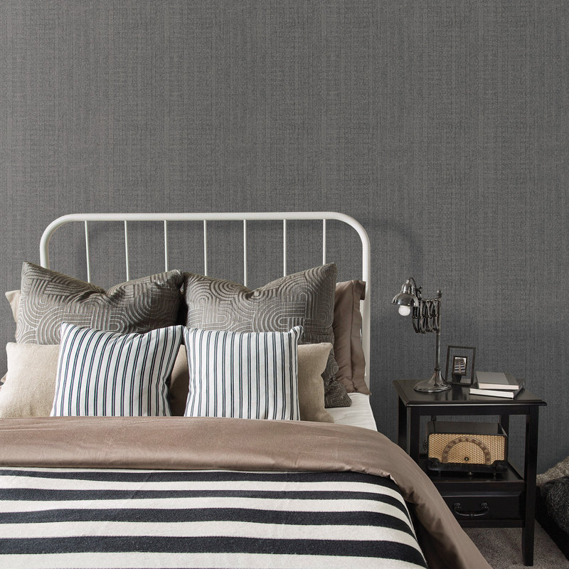 Riviera 10m x 53cm Paste the Wall Wallpaper Roll, Charcoal