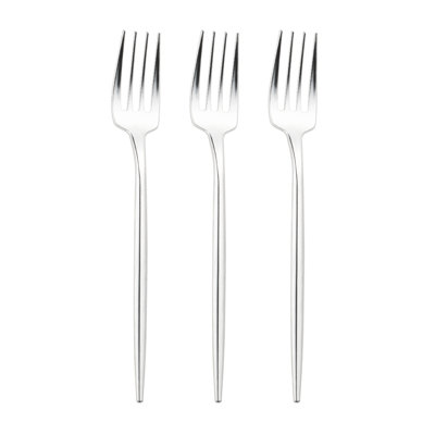 Fourchettes à dessert en plastique Shiny Silver Moderno