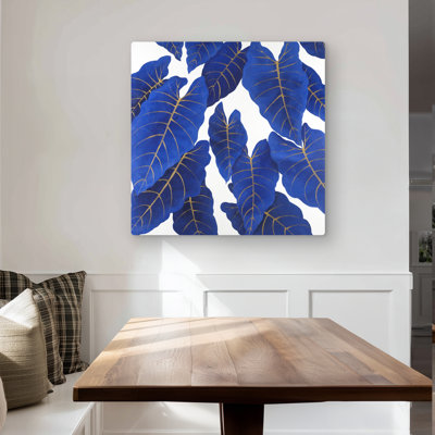 Tropical Abstract Blue Leaves Metal Print | Best Sellers Decor