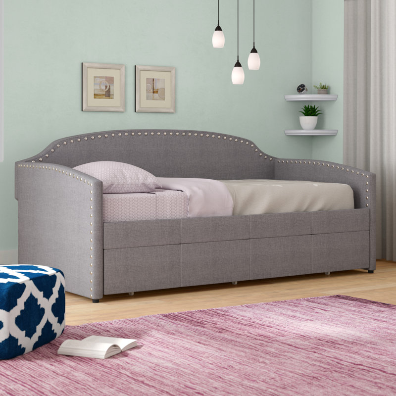 Lit de jour simple avec couchette Arine, Gris