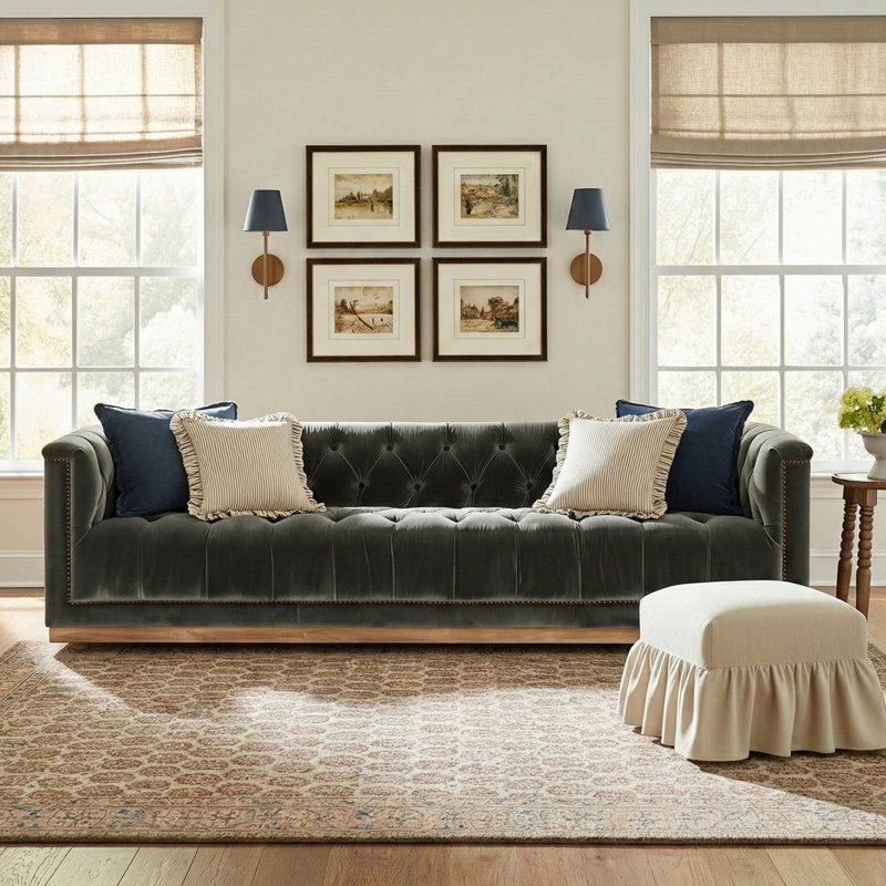 Byer Upholstered 95'' Sofa, Sapphire Birch Polyester Blend