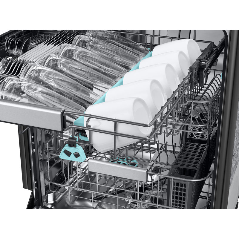 Samsung 38 dBA Bespoke Smart Dishwasher with 3rd Rack Washing System, White Glass