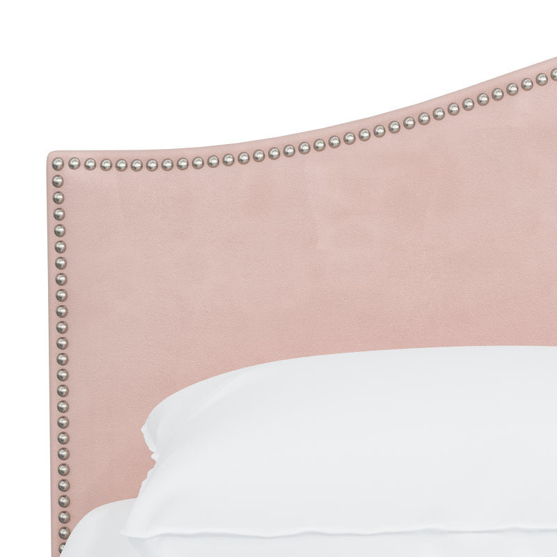 Lit plateforme tapissier Myers, Très grand, Velours performance rosé classique