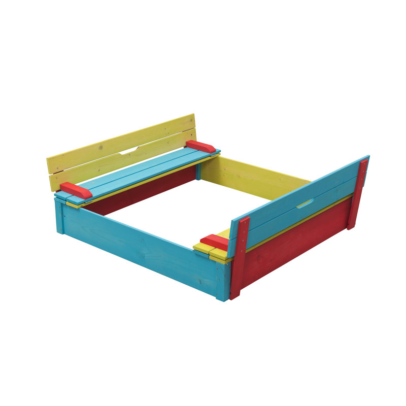 SwingKing 25 kg 120 cm x 25 cm Solid Wood Square Sandbox with Cover