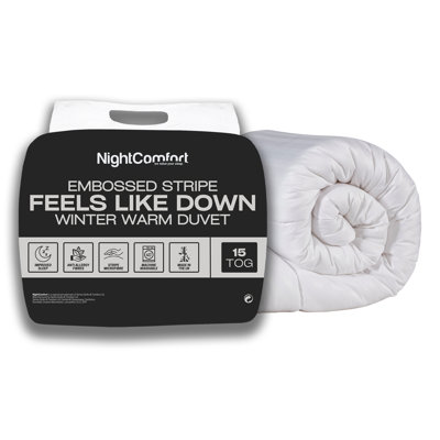 NightComfort Feels Like Down Winter Warm 15 Tog Duvet Microfibre Satin Stripe Quilt