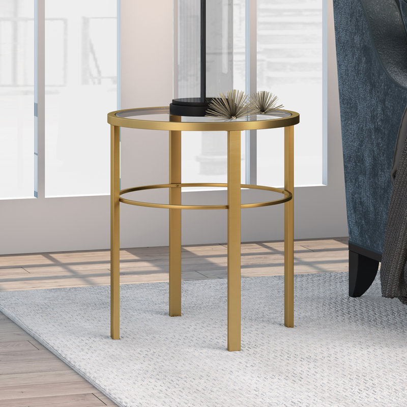 Glass Top End Table, Gold