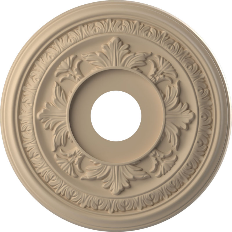 Médaillon de plafond en PVC thermoformé Baltimore, H 16 po x l 16 po x P 1 po, Beige fumé satiné UltraCover