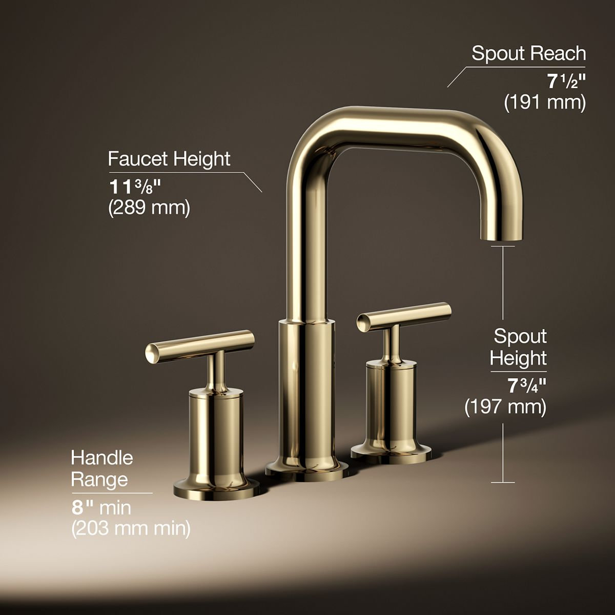 Purist Deck-Mount Bath Faucet Trim for Two, Vibrant French Gold
