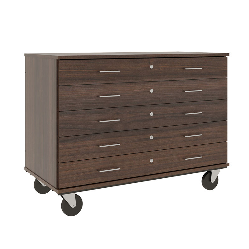 Armoire mobile à 5 compartiments avec roulettes, H 36 po x l 48 po x P 24 po, Noyer sépia