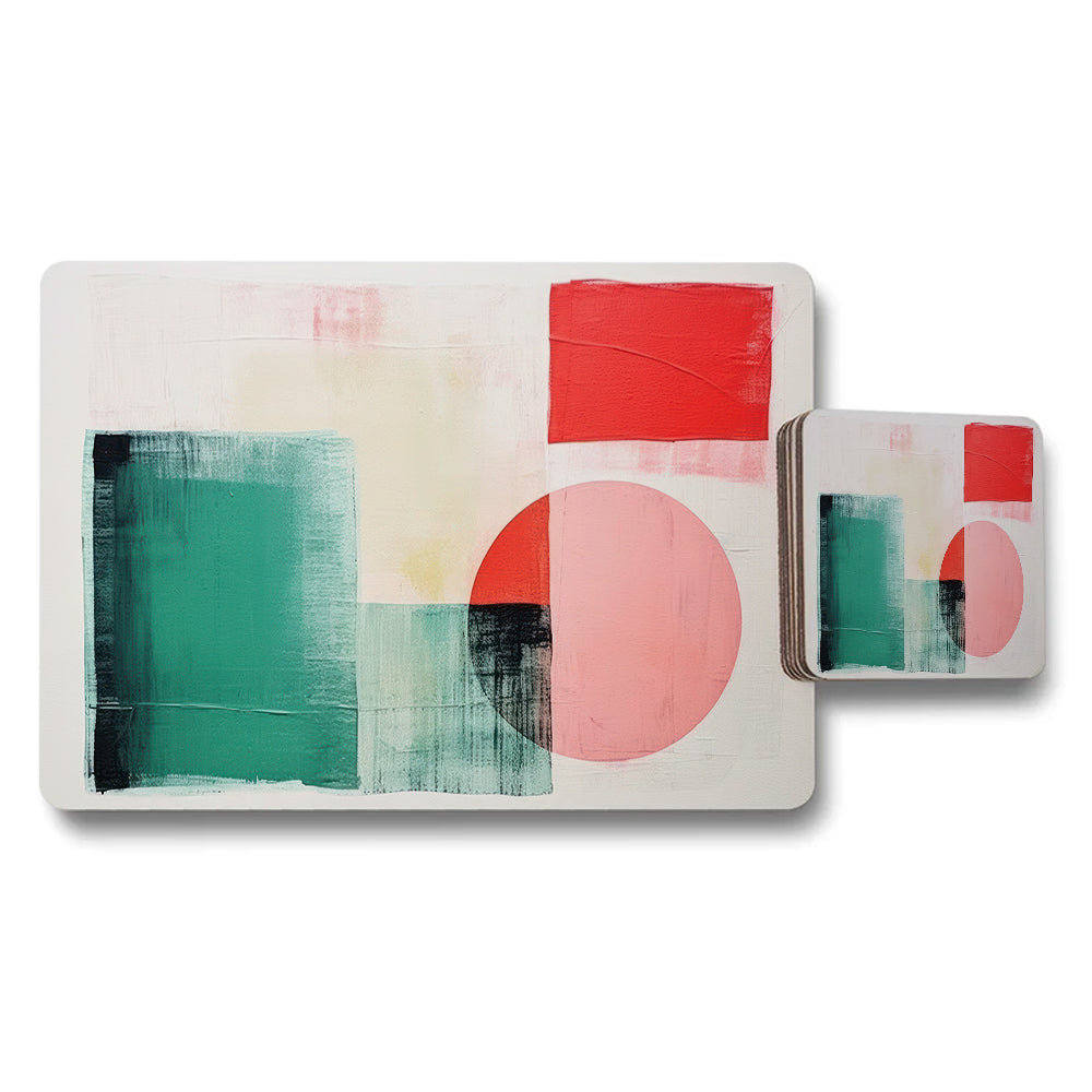 Abstract Geometric Placemat and Coaster Set with Modern Art Design