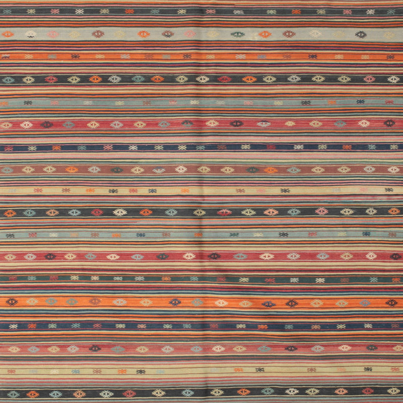 Tapis brun/marron/vert de zone contemporaine, Carré 4 pi