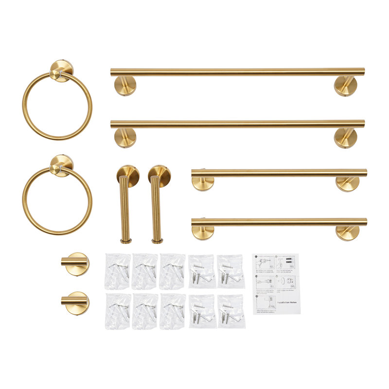 10 - Piece Bathroom Hardware Set, Stainless Steel/Gold