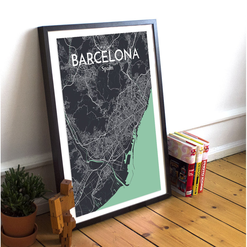 Barcelona City Map - No Frame Print, 43cm H x 28cm W x 0.13cm D