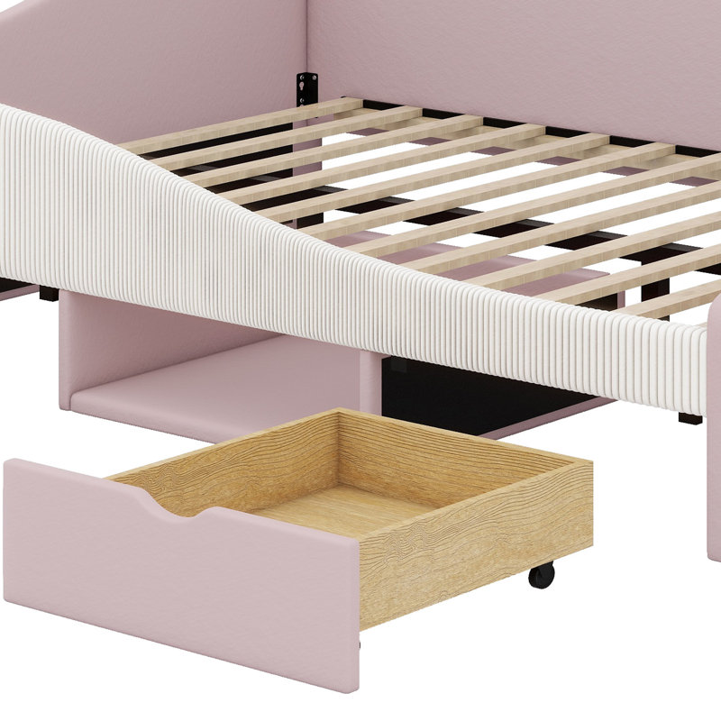 Structure de rangement pour lit de jour avec tiroirs intégrés, Pink