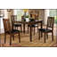 Ensemble de salle à manger 5 pièces au fini cerisier foncé foncé avec 4 chaises en similicuir noir, mobilier de cuisine durable et élégant