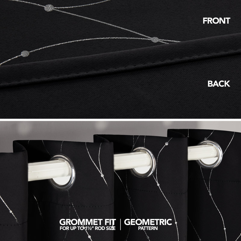 Cohmer Room Darkening Curtain Pair, 52" W x 54" L, Black