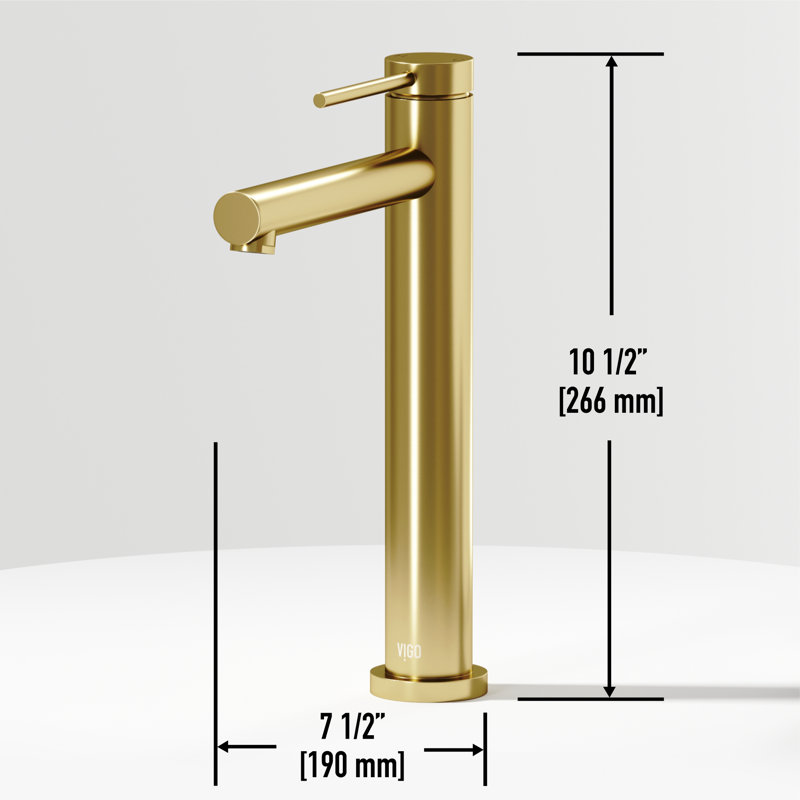 Jewel 11 in. Vessel Bathroom Sink Faucet, Matte Brushed Gold
