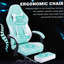 Fauteuils de jeu vidéo ergonomiques, chaises de jeu d'ordinateur avec support lombaire et repose-pieds de massage, appui-tête réglable pour ordinateur de style course pour adultes, vert-247688602