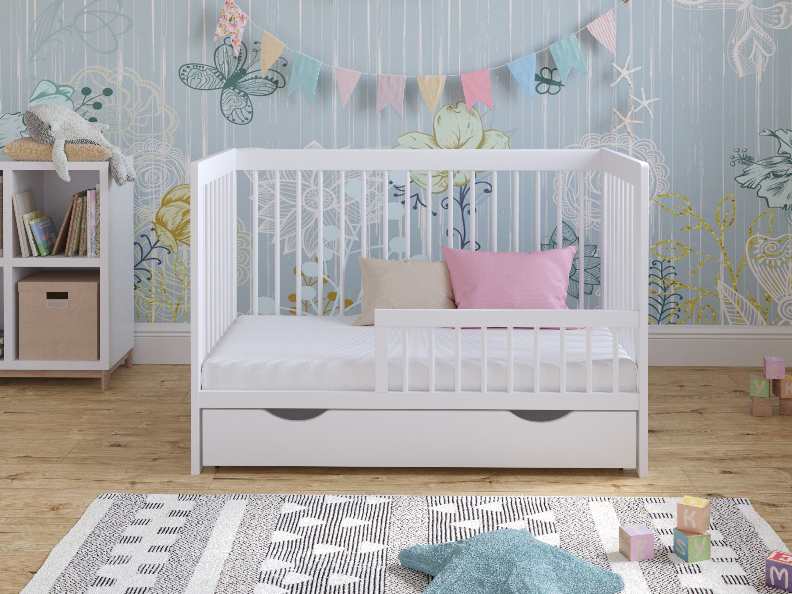 Harriet Bee Adwolf Cot Bed with Drawer and Mattress Reviews Wayfair