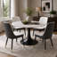 Chaises de salle à manger modernes en similicuir deux tons avec capitonnage géométrique et pieds en métal-824206092