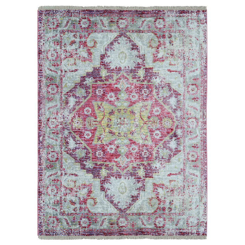 Beier Area Rugs for Living Room Bedroom, Machine Washable Rug, Indoor Floor Carpet Machine Woven Crossweave Polyester Area Rug - Pink Color | Oriental Design