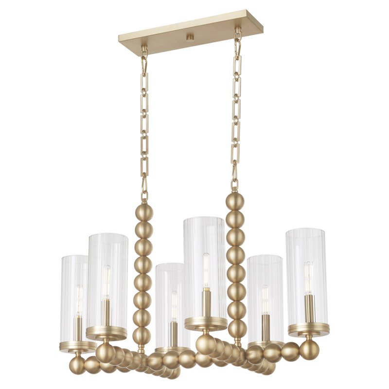 Lee Boulevard 6 Light Linear | Matte Black, Aged Brass