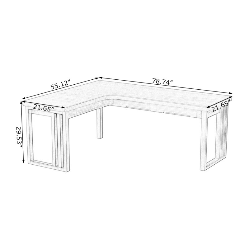 Bureau moderne et simple en forme de L, H 29,53 po x l 78,74 po x P 55,12 po, Retour à gauche