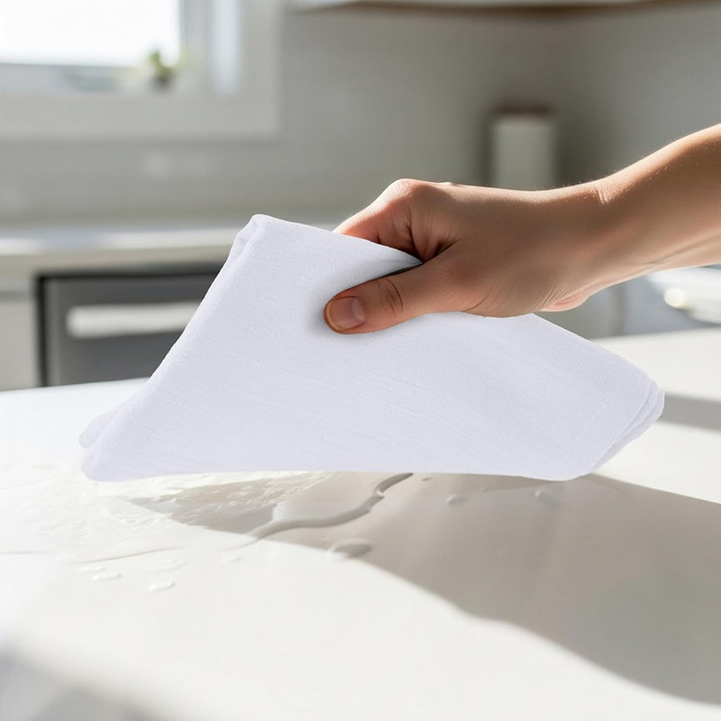 Linge de cuisine blanc à sac de farine, paquet de 12 torchons 100% coton, linges à vaisselle très absorbants pour le nettoyage et le séchage