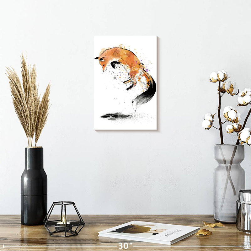 Brampt Red Fox Jumping Into Snow, 12" H x 8" W