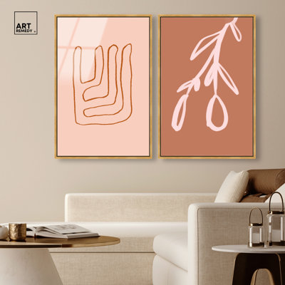 «Abstract Wall Art», ensemble de décorations murales en acrylique encadré par Art Remedy, cadre doré, 24 x 36
