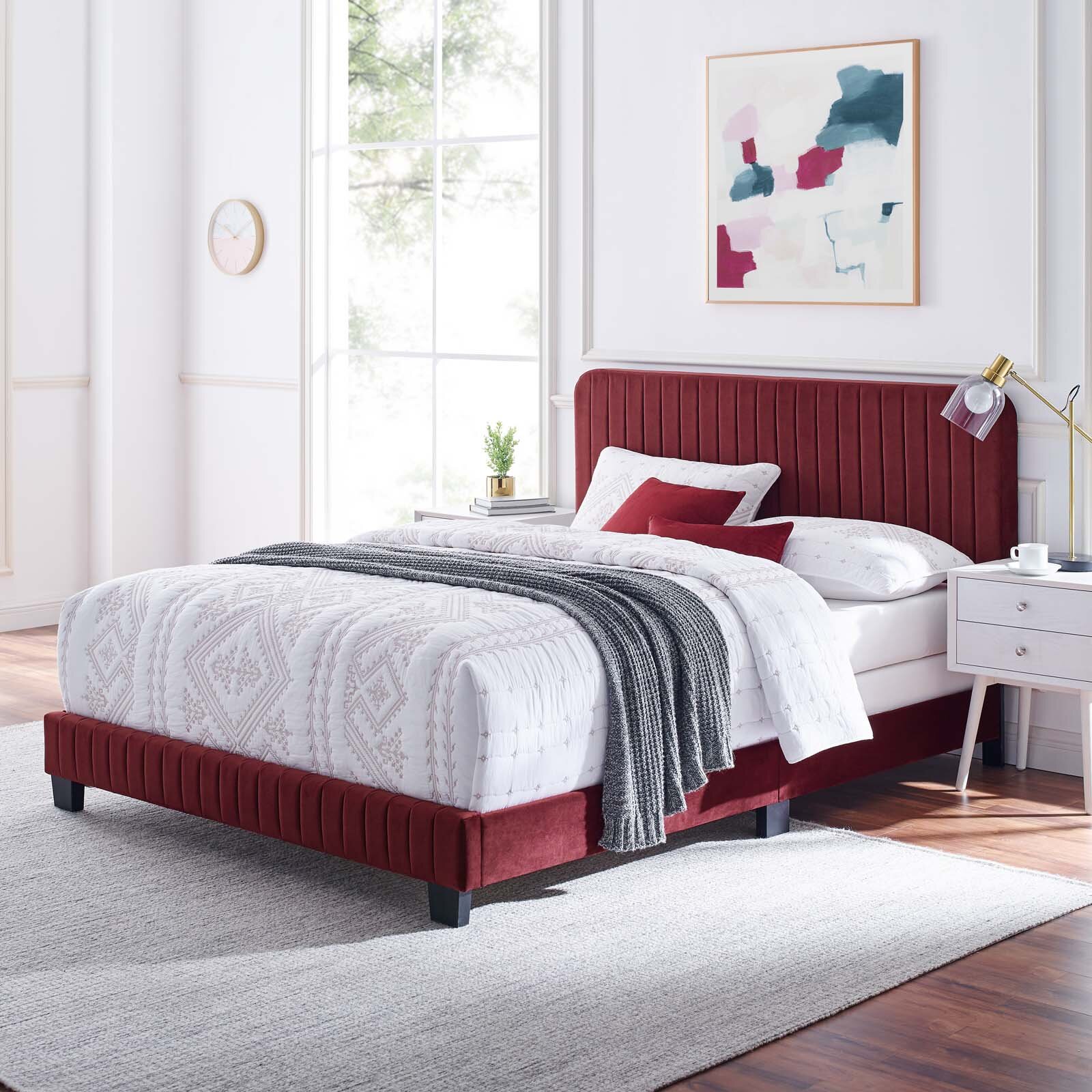 Mercer41 Celine Channel Tufted Performance Velvet Bed & Reviews | Wayfair