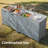 Two-Piece Outdoor Kitchen Island Set In Gray-Blue, Modular Solid Wood Construction, With A 304 Stainless Steel Sink And Wheeled Storage Cabinets.