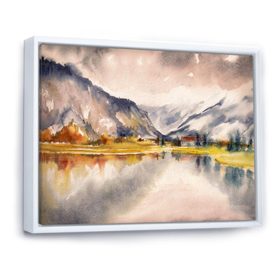 Paysage d'automne avec le ciel reflété sur le lac - Peinture sur toile