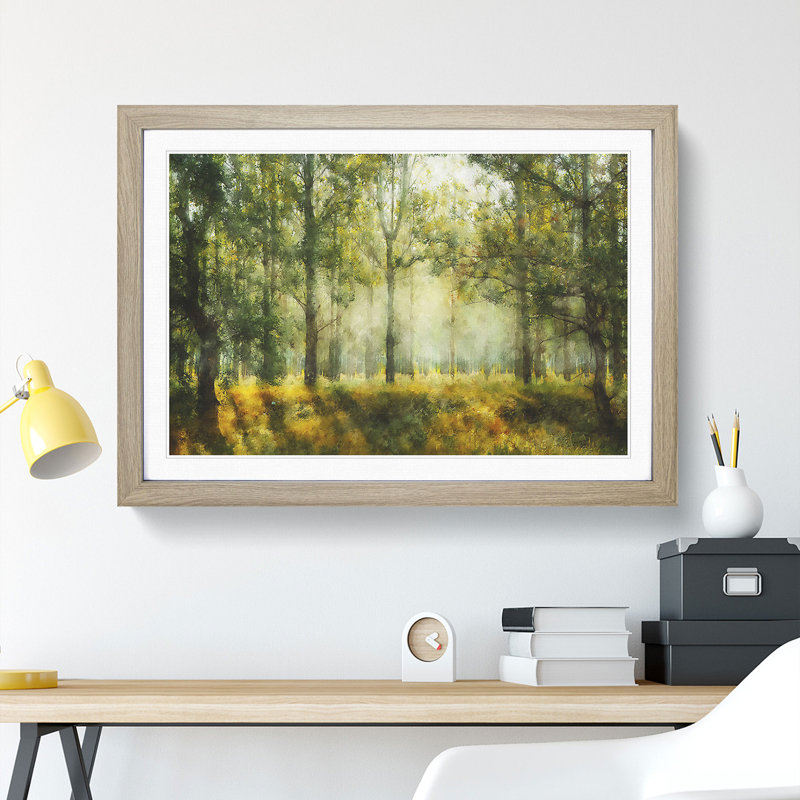View of the Forest in the Spring - Picture Frame Painting Print, 33cm H x 45cm W x 2cm D, Oak Framed