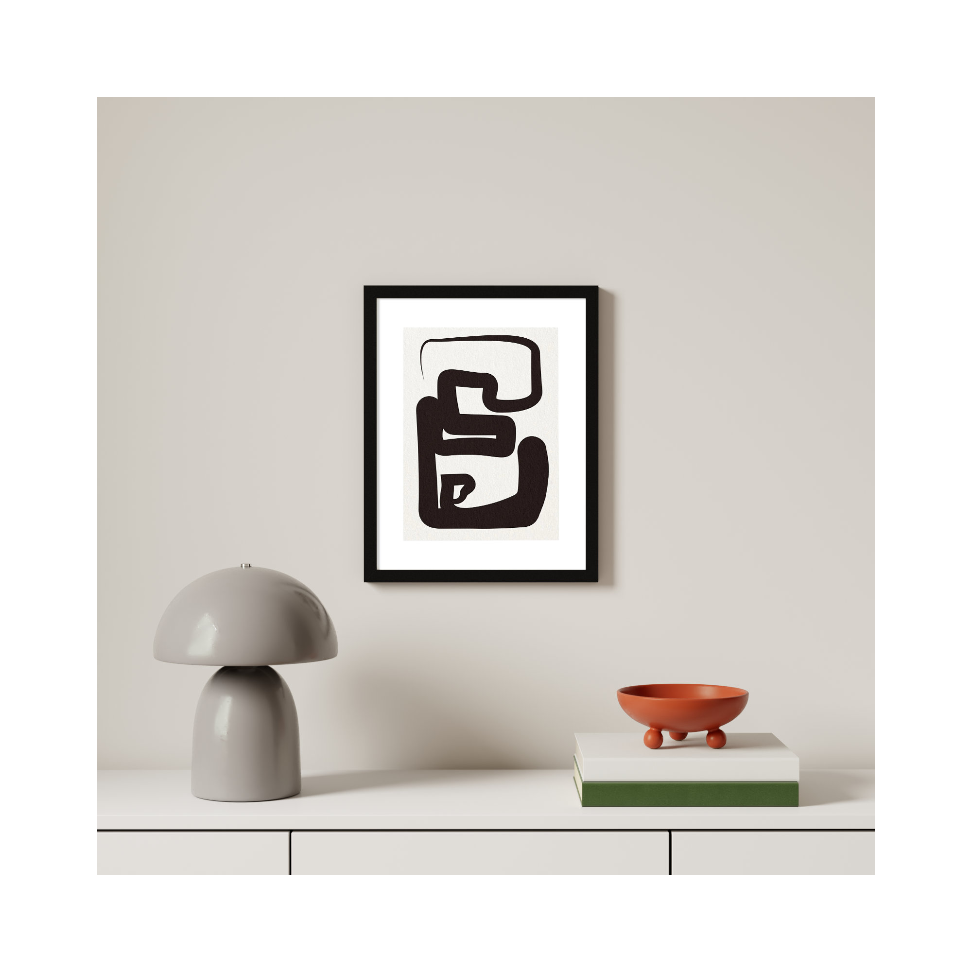 Oneliners-1 by Design Fabrikken, 19.12" H x 15.12" W x 0.88" D, Black Framed Paper