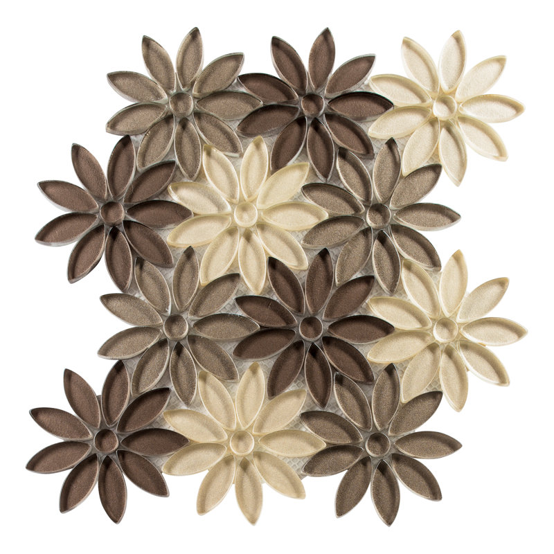 Fresh Novelty Look Flower Polished Natural Stone/Metal Wall & Floor Mosaic Tile, Asterim