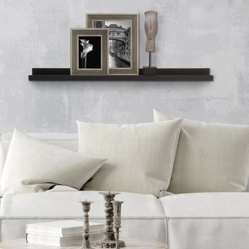 MELANNCO Picture Ledge Wall Shelf, 2" H x 18" W x 4" D, Black