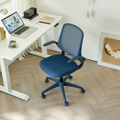 Chaise de bureau ergonomique en filet avec accoudoirs rabattables, support lombaire réglable, fonction berçante et vérin à gaz de classe 3 de SGS - Chaise de bureau pivotante moderne pour bureau à domicile, bureau d'étude et bureau d'ordinateur