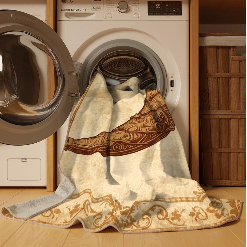 Tapis brun rustique et beige lavable à la machine Bates, 5 x 8